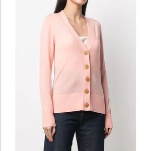 Tory Burch Merino Wool Pink Cardigan sz L